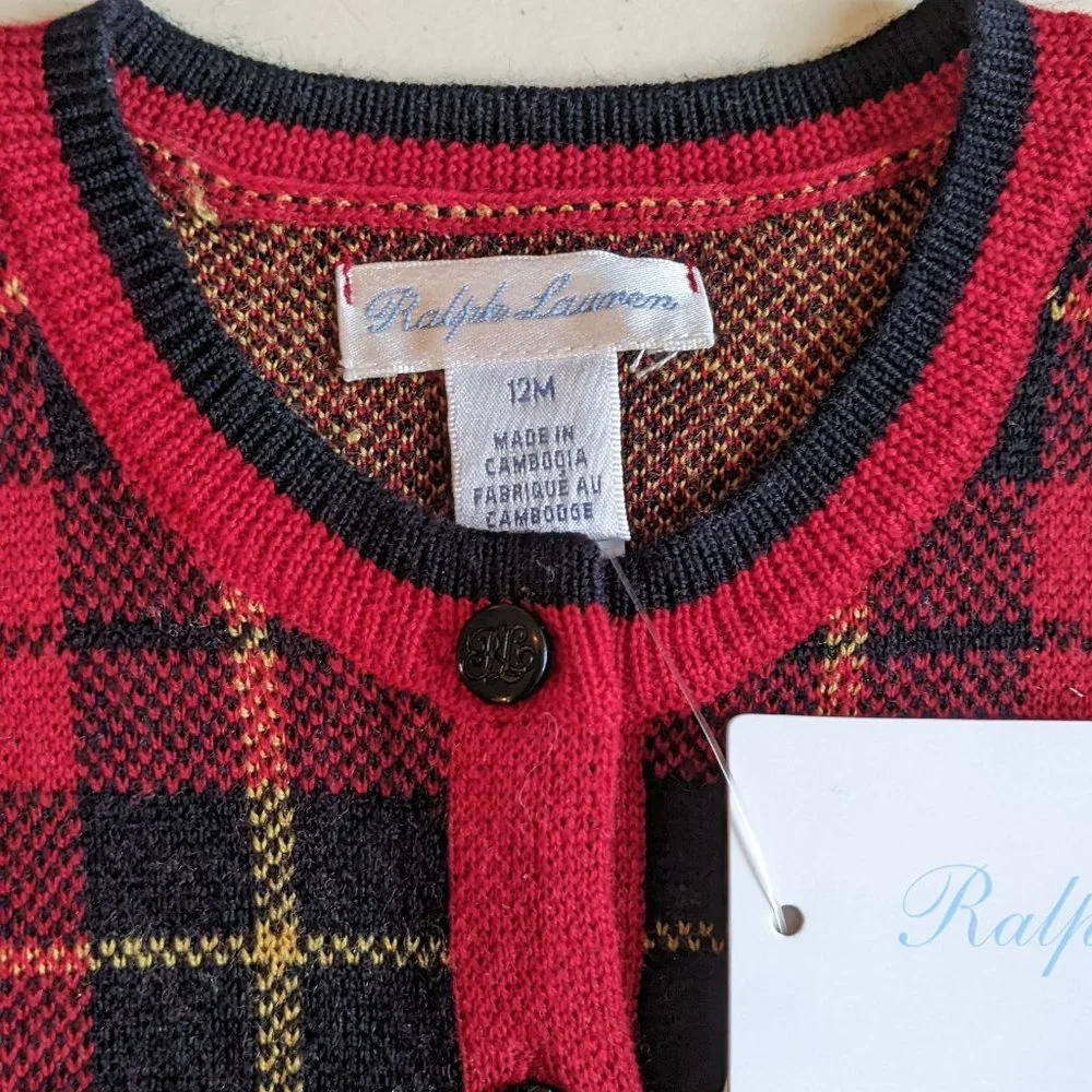 Ralph Lauren Baby Wool Plaid Cardigan